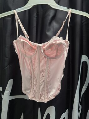 Women's Lace Bustier Corset Top - Pale Pink